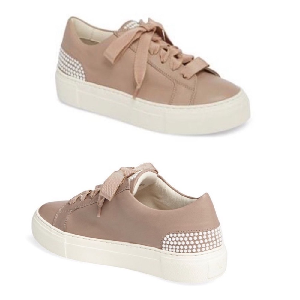 AGL Pearl Embellished Platform Sneaker Blush Pink Leather Size 40 US 10 Italy